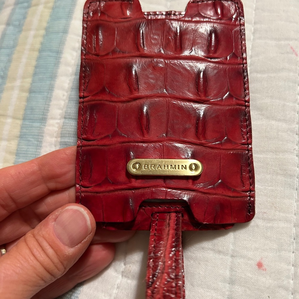Brahmin Red Croc Leather Luggage Tag